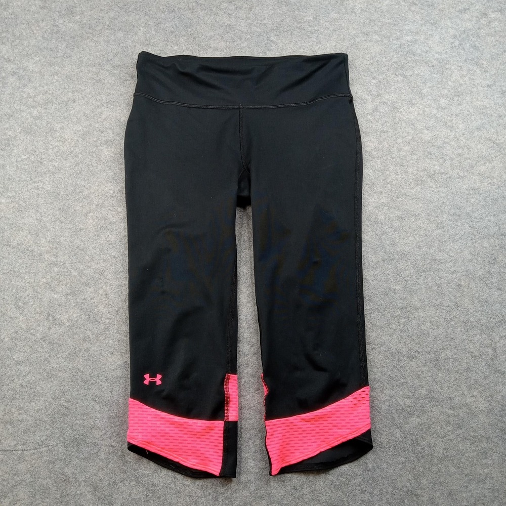Under Armour Pants Womens Medium‎ Black Pink HeatGear Compression Capri Leggings